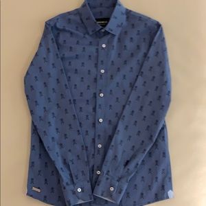 Fred Mello Boys Blue & Black Skull Shirt - Size XL